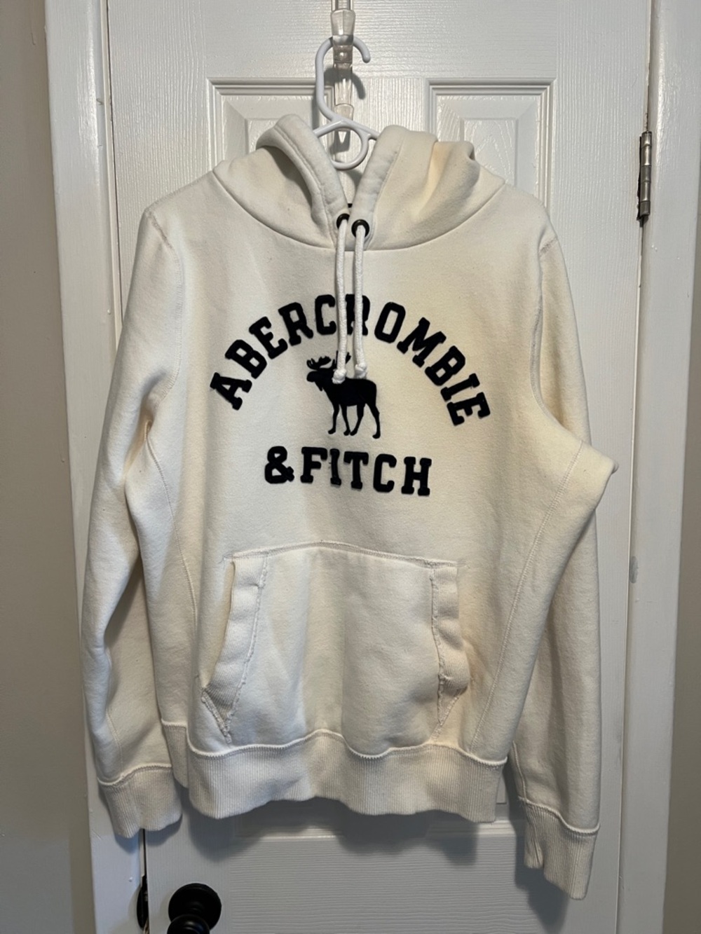 Abercrombie & Fitch Cream Hoodie with Black Logo